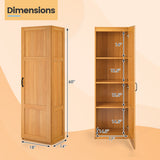 Tall Storage Cabinet with 4 Storage Shelves for Bathroom Living Room-Natural