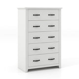 Tall Storage Dresser with 5 Pull-out Drawers for Bedroom Living Room-White