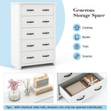 Tall Storage Dresser with 5 Pull-out Drawers for Bedroom Living Room-White
