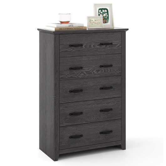 Tall Storage Dresser with 5 Pull-out Drawers for Bedroom Living Room-Gray