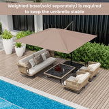 9.5 Feet Square Patio Cantilever Umbrella with 360° Rotation-Coffee