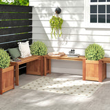 Teak Oil Finish Raised Garden Bed Wood Planter Box with Bench