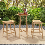 29 Inch Patio Rattan Barstool with Footrest and Saddle Seat