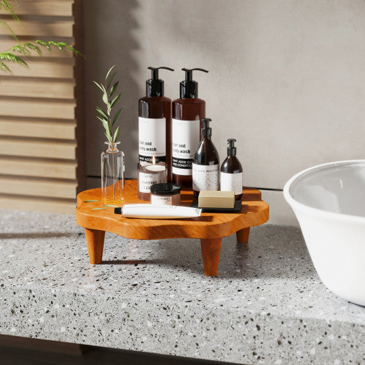 16" Teak Wood Pedestal Stand for Aroma and Snacks