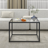 27.5 Inch Home Square Tea Table with Heavy-duty Metal Frame-Black