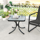 Tempered Glass Top Patio Table with Heavy-duty Metal Frame for Garden Poolside-Black