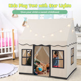 Toddler Large Playhouse with Star String Lights-Beige