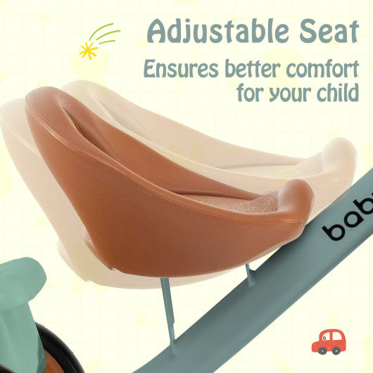 Toddler Tricycle Kids Trike with Adjustable Seat and Basket Aged 3-5 Years Old-Green