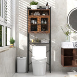 Over-The-Toilet Storage Cabinet with Heavy-Duty Metal Frame 2-door Freestanding-Rustic Brown