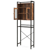 Over-The-Toilet Storage Cabinet with Heavy-Duty Metal Frame 2-door Freestanding-Rustic Brown