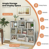 41 inches Wooden Toy Storage Organizer with 10 Cubes for Kids-White