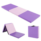 6 x 2 FT Tri-Fold Gym Mat with Handles and Removable Zippered Cover-Pink & Purple