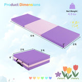 6 x 2 FT Tri-Fold Gym Mat with Handles and Removable Zippered Cover-Pink & Purple