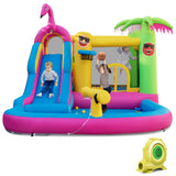 Inflatable Bounce Castle with Long Water Slide and 735W Blower