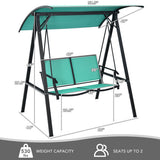 2 Person Patio Swing with Weather Resistant Glider and Adjustable Canopy-Green