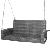 2-Person Patio PE Wicker Hanging Porch Swing Bench Chair Cushion 800 Pounds-Turquoise