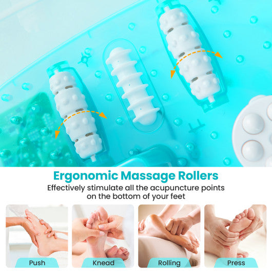Foot Spa Massager Tub with Removable Pedicure Stone and Massage Beads-Turquoise
