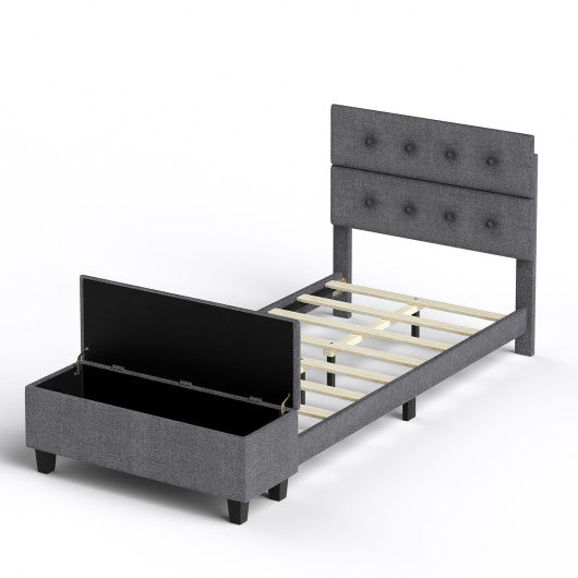 Twin/Full/Queen Upholstered Bed Frame with Ottoman Storage-Twin Size