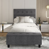 Twin/Full/Queen Upholstered Bed Frame with Ottoman Storage-Twin Size