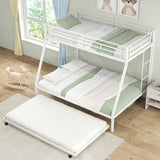 Twin Over Full Bunk Bed Frame with Trundle for Guest Room-White