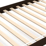 Solid Wood Twin Over Twin Bunk Bed Frame with High Guardrails and Integrated Ladder-Espresso