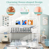 Twin Over Twin Bunk Bed with Fence and Ladder for Kids-White
