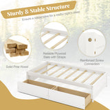 Twin Size Captain Bed with 2 Drawers and Slats Support-White