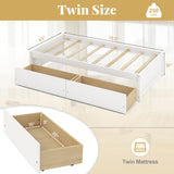 Twin Size Captain Bed with 2 Drawers and Slats Support-White