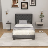 Twin/Full/Queen Size Upholstered Platform Bed with Button Tufted Headboard-Twin Size
