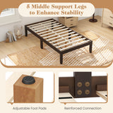14 Inch Twin Wood Platform Bed Frame with Wooden Slats Support-Espresso