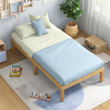 14 Inch Twin Wood Platform Bed Frame with Wooden Slats Support-Natural