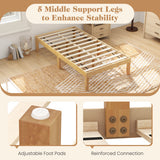 14 Inch Twin Wood Platform Bed Frame with Wooden Slats Support-Natural