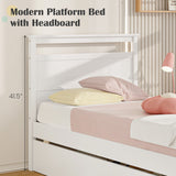 Twin Size Wooden Bed Frame with 2 Drawers for Teens and Adults-White