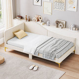 Full/Twin Size Upholstered Daybed with Metal Legs and Wood Slats-Twin Size