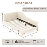 Full/Twin Size Upholstered Daybed with Metal Legs and Wood Slats-Twin Size