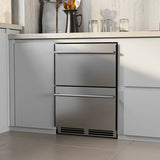 24 Inch Under Counter Dual Drawer Fridge with 37℉-64℉ Temperature Range-Silver