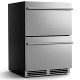 24 Inch Under Counter Dual Drawer Fridge with 37℉-64℉ Temperature Range-Silver