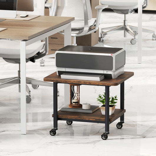 Under Desk Printer Stand with 360° Swivel Casters-Brown
