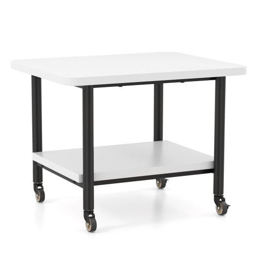 Under Desk Printer Stand with 360° Swivel Casters-White