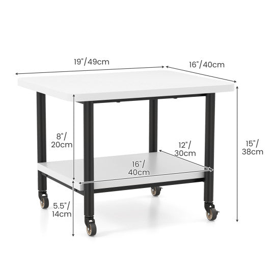 Under Desk Printer Stand with 360° Swivel Casters-White