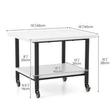 Under Desk Printer Stand with 360° Swivel Casters-White