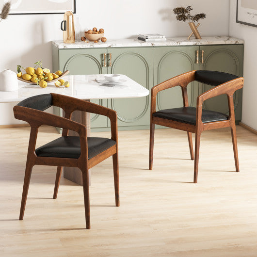 Upholstered Armchairs Set of 2 with Cozy Backrest and Padded Seat Cushion-Brown