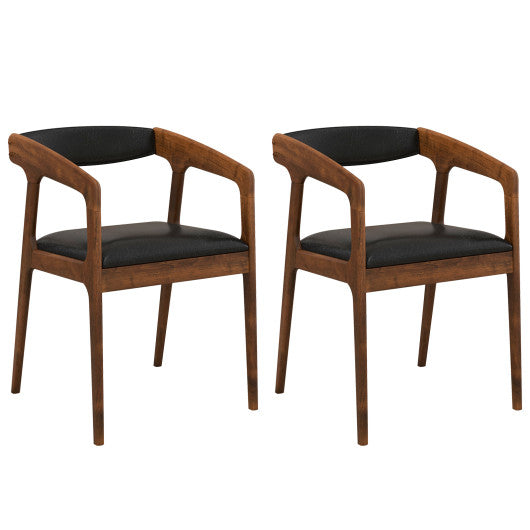 Upholstered Armchairs Set of 2 with Cozy Backrest and Padded Seat Cushion-Brown