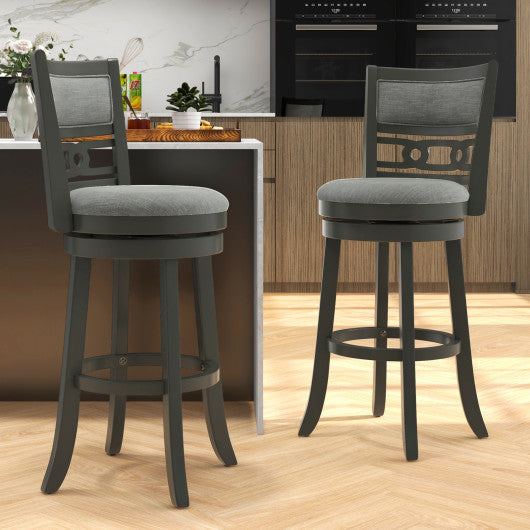 30.5" Bar Height Bar Chair with Wooden Frame Swivel Seat and Footrest for Pub Bar Restaurant-1 Piece