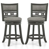 26" Counter Height Bar Chair with Wooden Frame Swivel Seat and Footrest for Pub Bar Restaurant-2 Pack