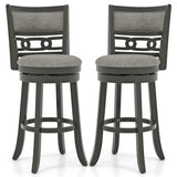 30.5" Bar Height Bar Chair with Wooden Frame Swivel Seat and Footrest for Pub Bar Restaurant-2 Pieces