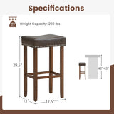 Upholstered Bar Stools Set of 2 with Footrests for Counter-Gray