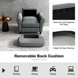 Modern Upholstered Accent Chair with Rubber Wood Legs-Gray