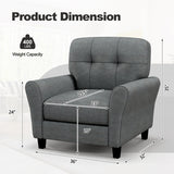 Modern Upholstered Accent Chair with Rubber Wood Legs-Gray