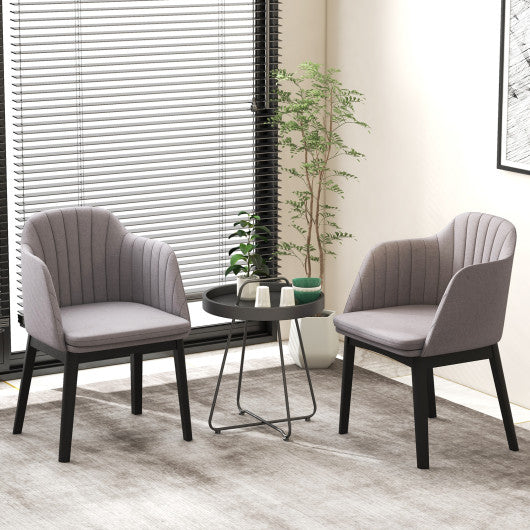 Upholstered Velvet Accent Modern Dining Chairs Set of 2 with Curved Backrests-Grey